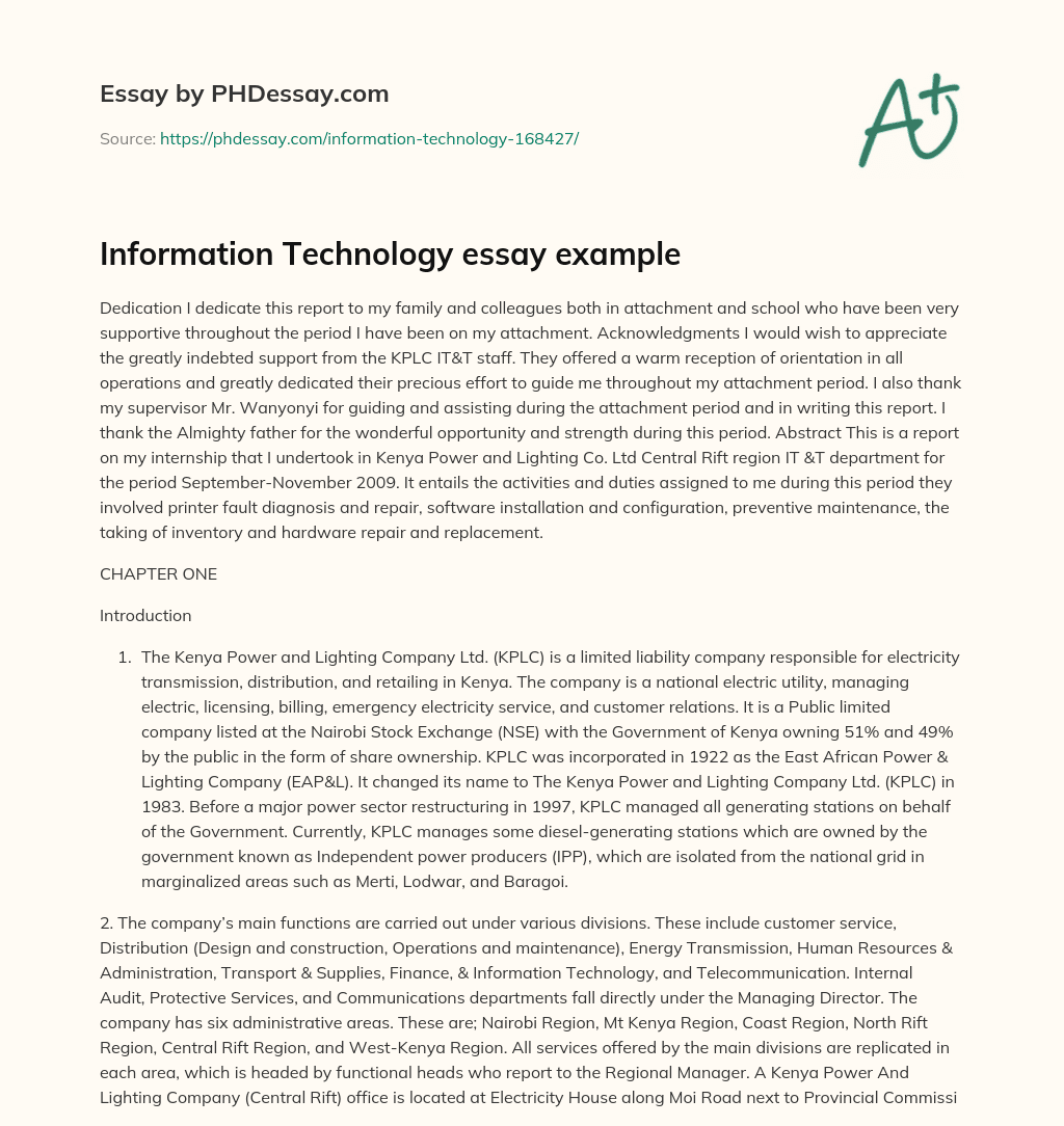 information technology essay with outlines and quotations