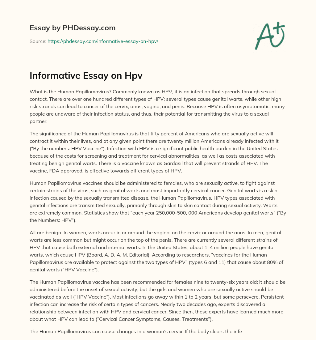 Informative Essay on Hpv essay