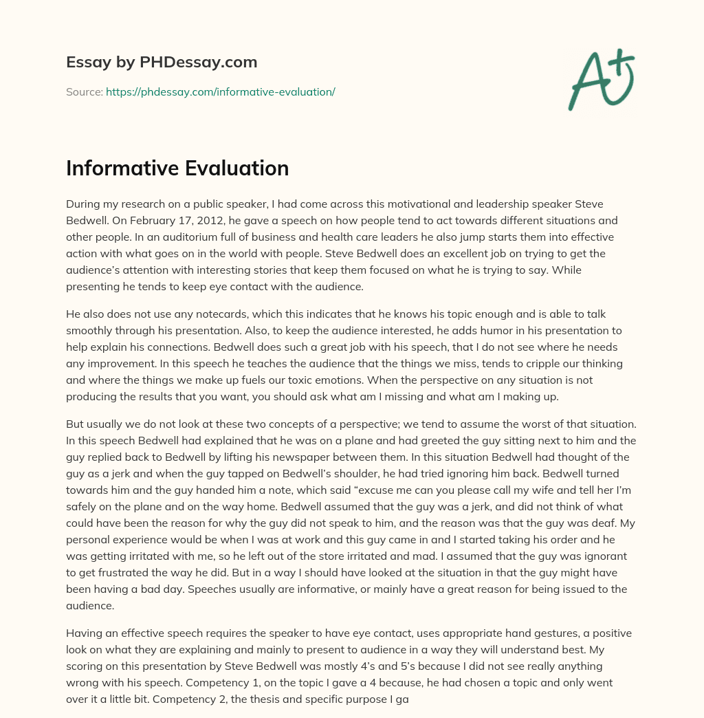 Informative Evaluation essay
