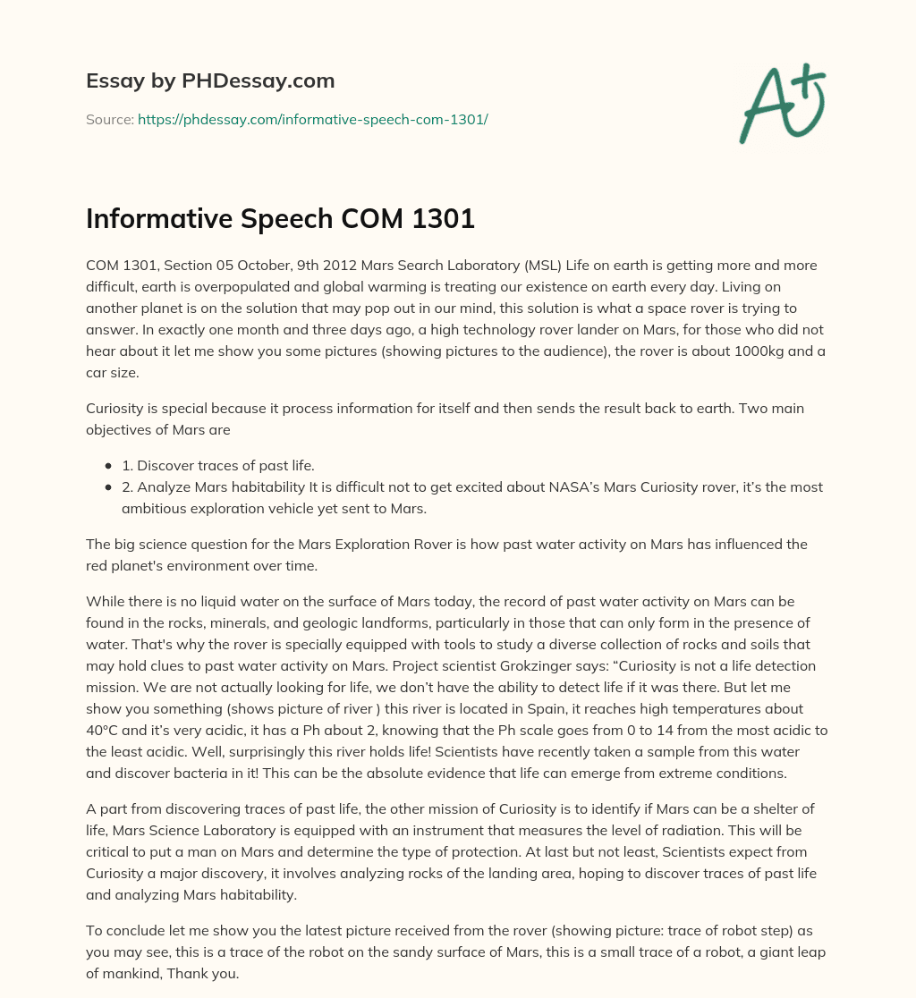 informative speech 500 words