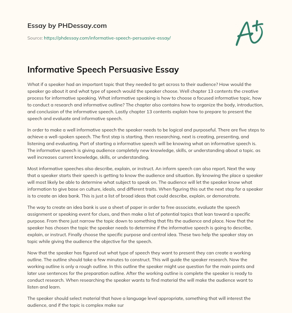 Informative Speech Persuasive Essay essay