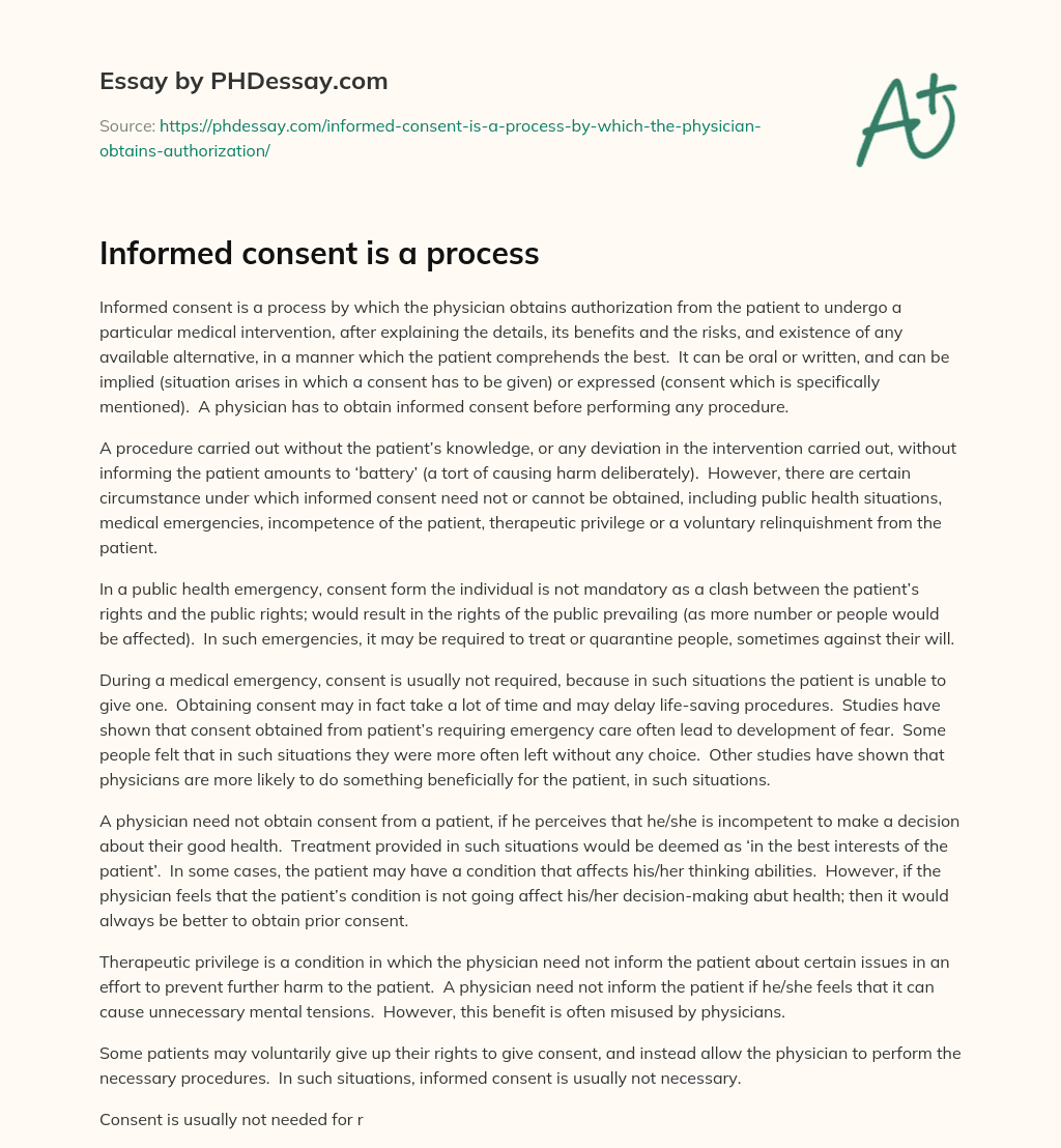 Informed consent is a process essay