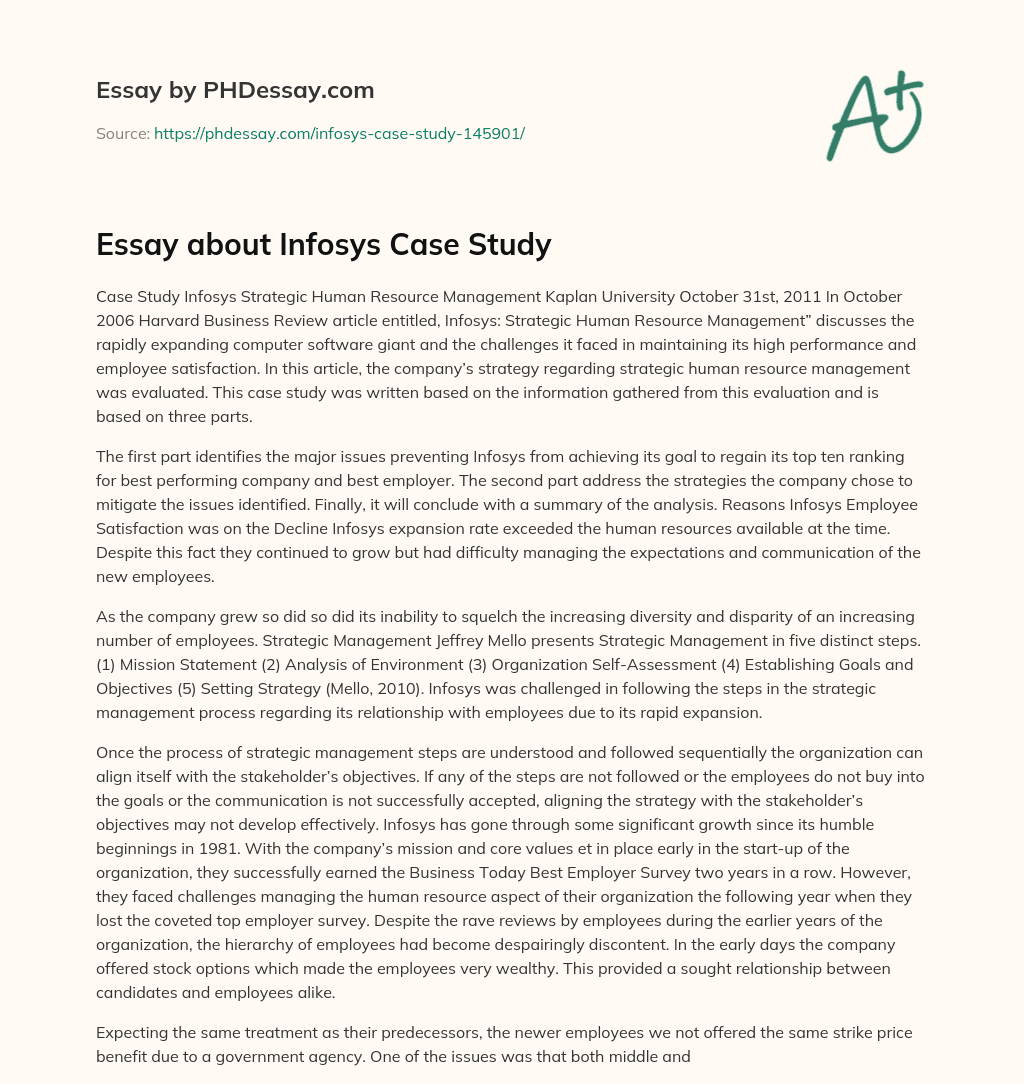 Essay about Infosys Case Study essay