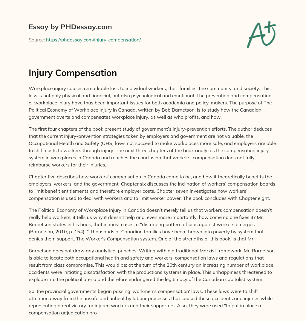 Injury Compensation essay