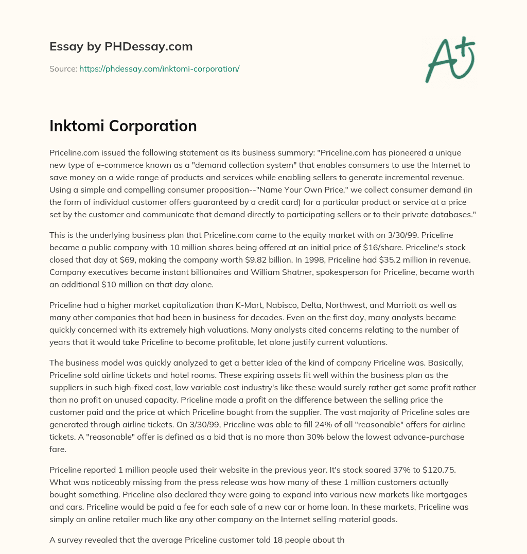 Inktomi Corporation essay
