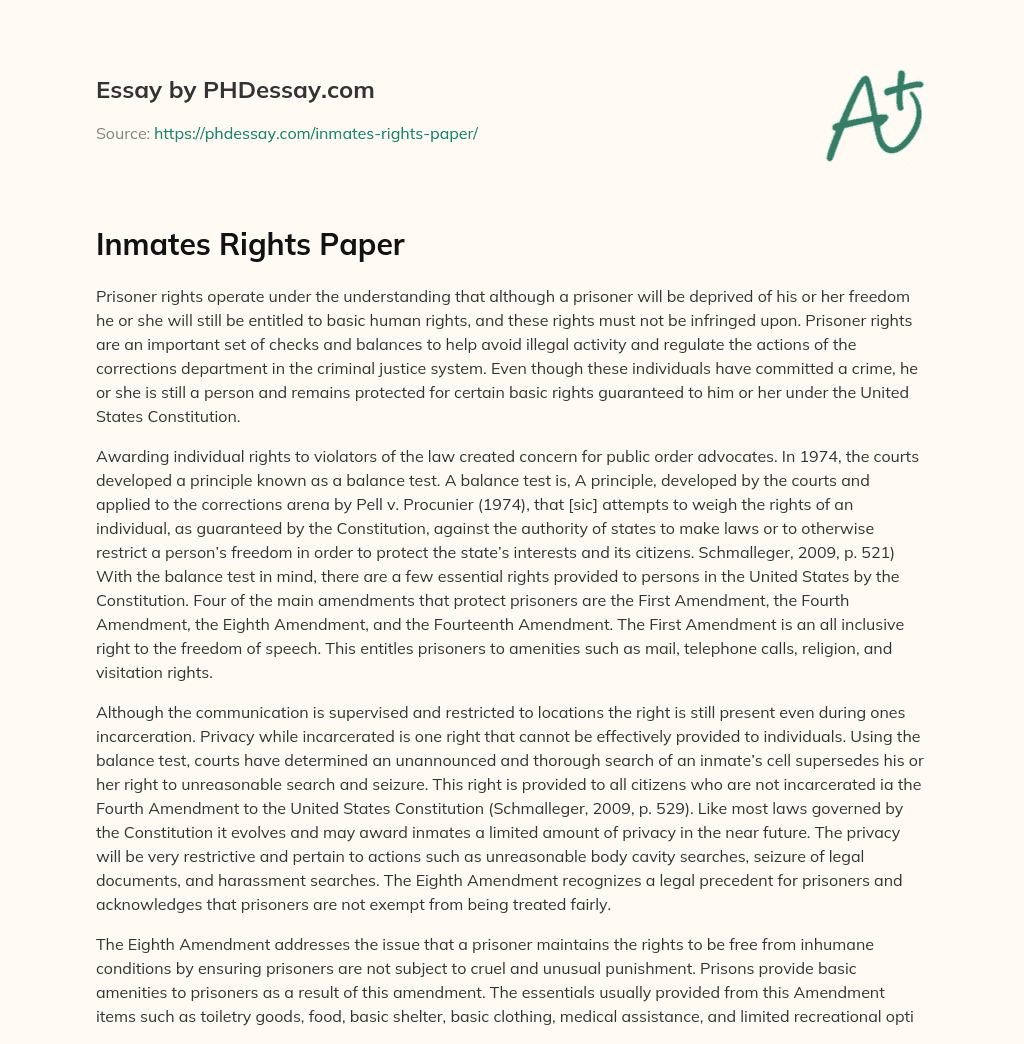 Inmates Rights Paper essay