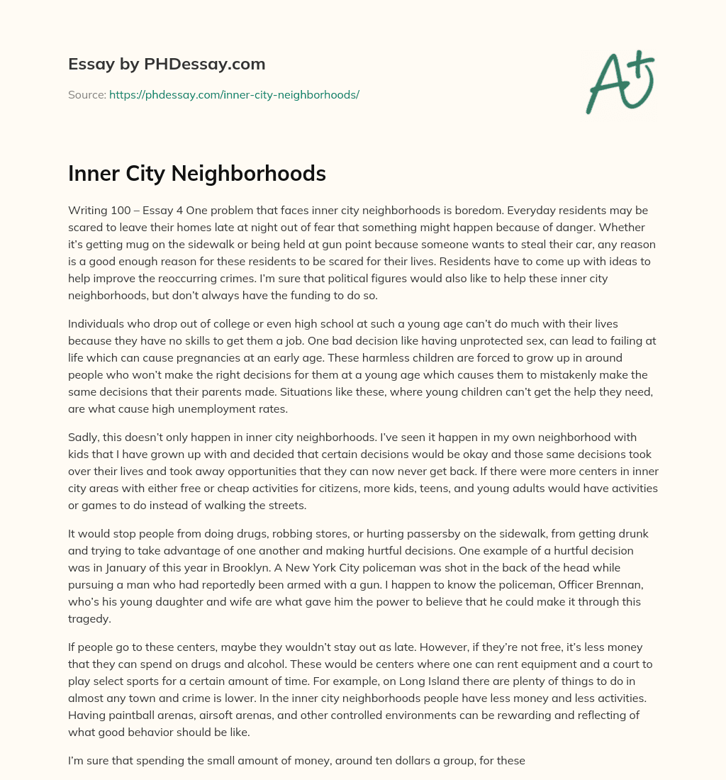 Inner City Neighborhoods essay