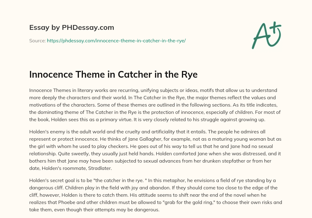 Innocence Theme in Catcher in the Rye essay