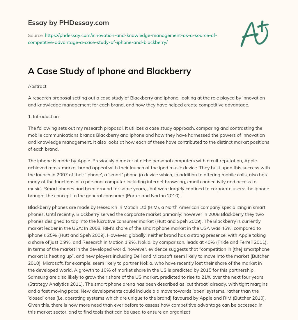 A Case Study of Iphone and Blackberry essay