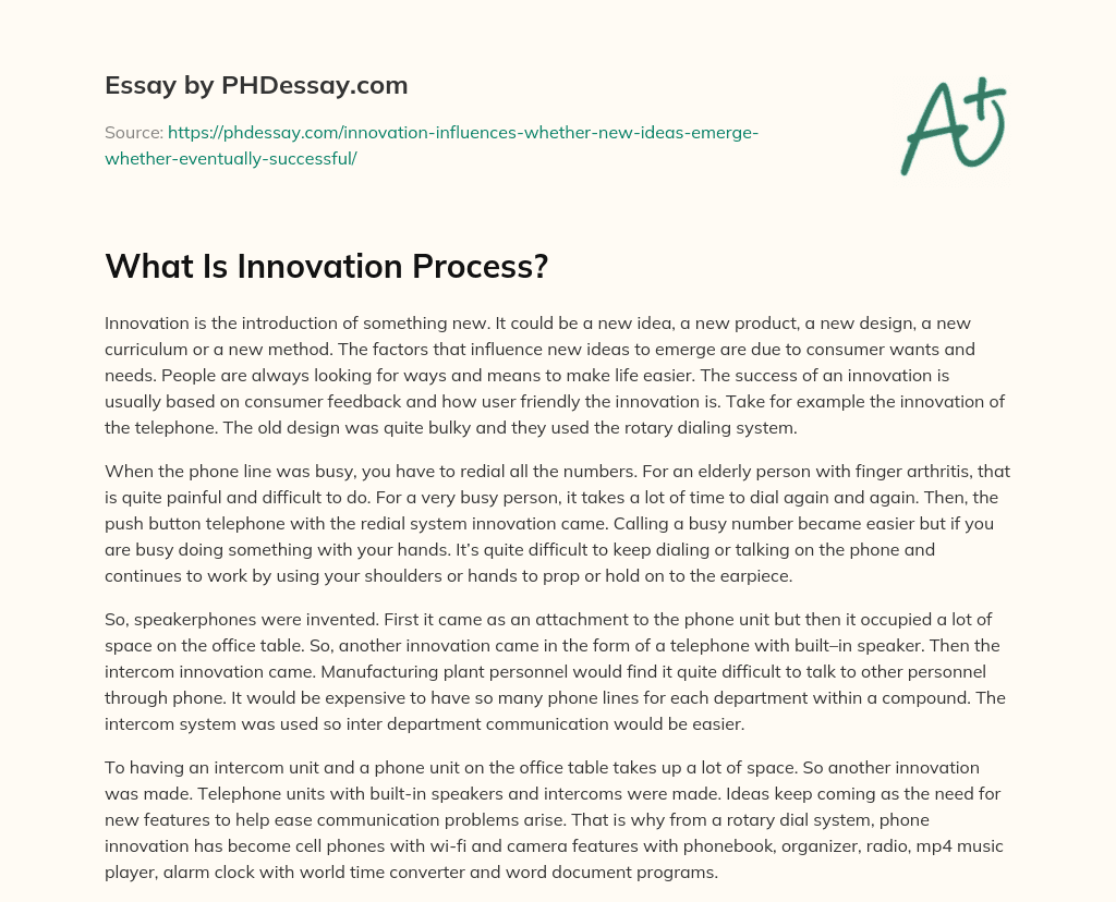 What Is Innovation Process? essay