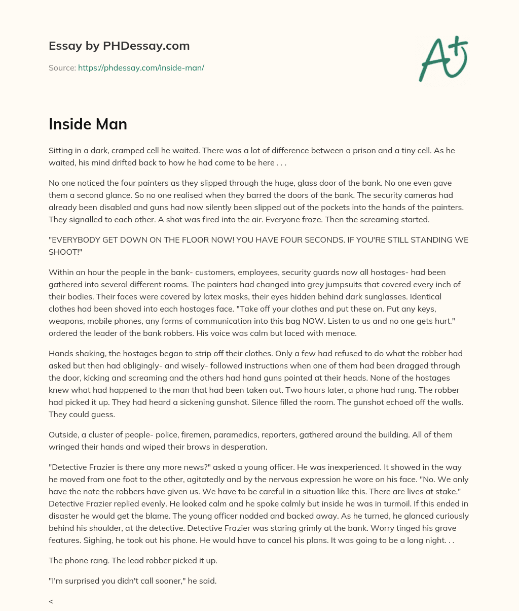 Bank Robbery: A Hostage’s Tale essay