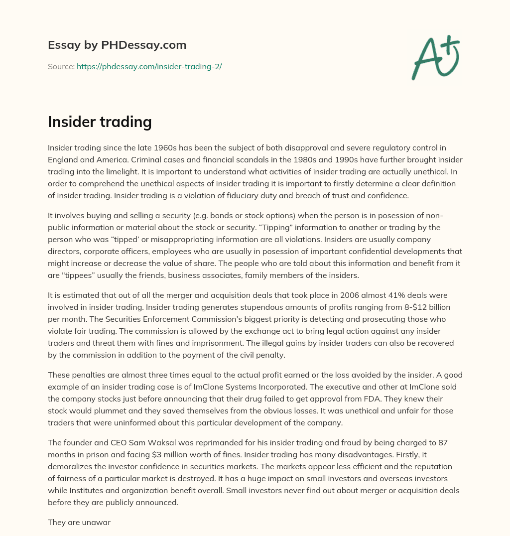 Insider trading essay