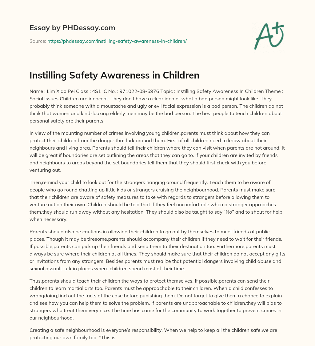 essay on safety awareness