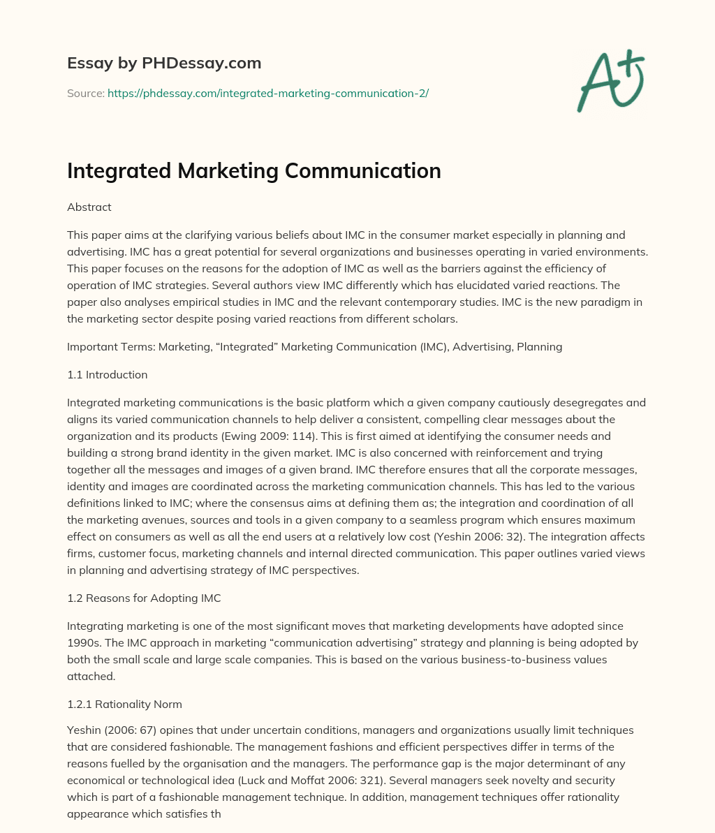 phd integrated marketing communications