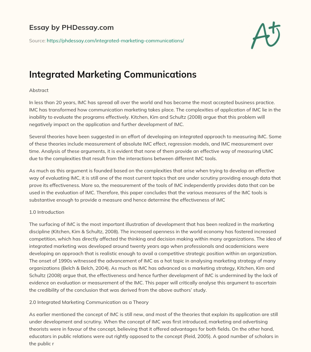 marketing communication essay