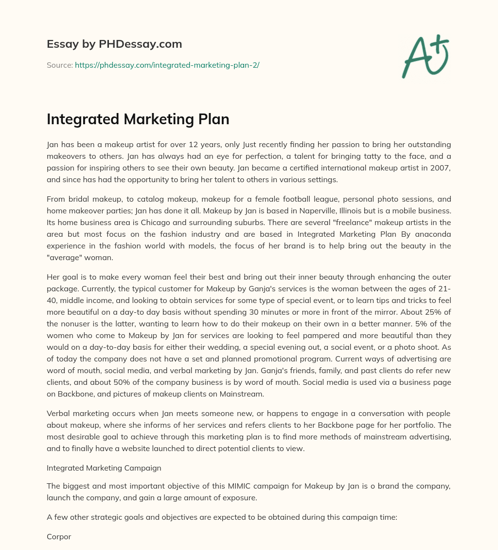 Integrated Marketing Plan essay