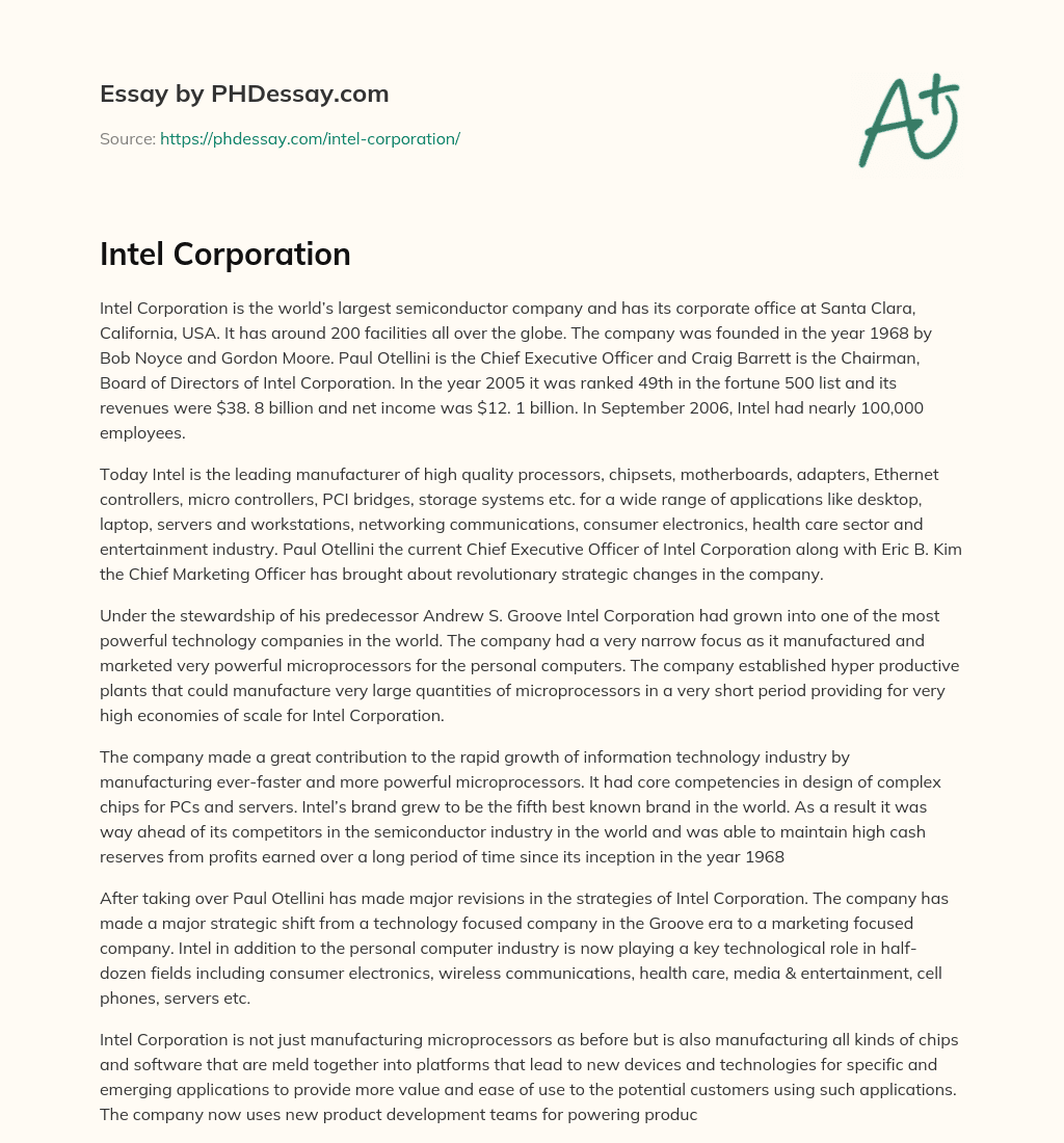 Intel Corporation essay