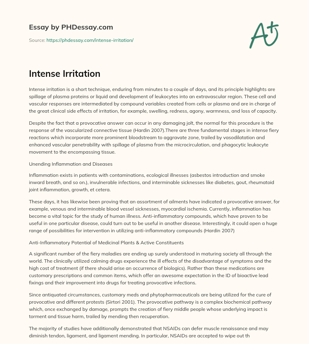 Intense Irritation essay