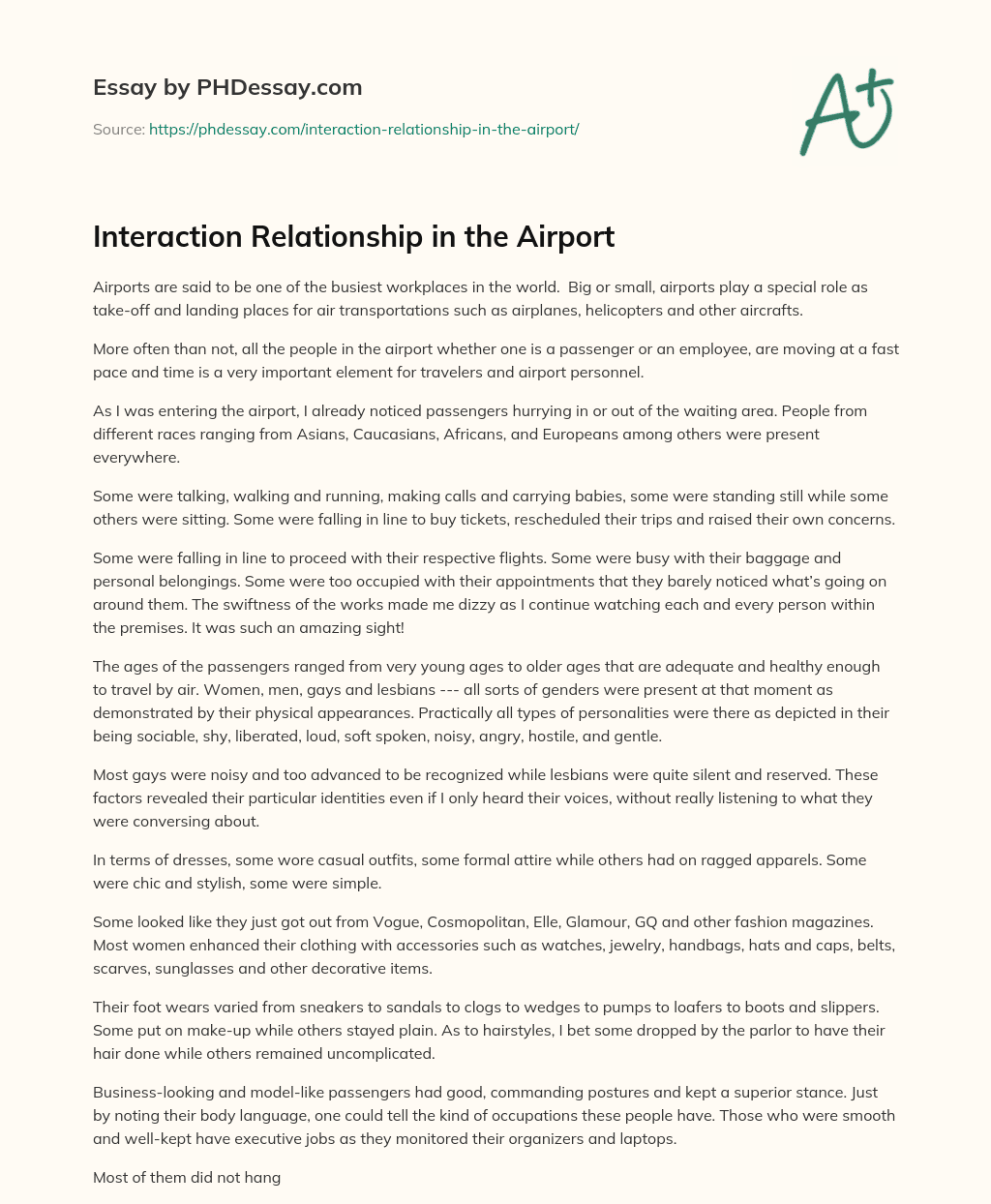 Interaction Relationship in the Airport essay