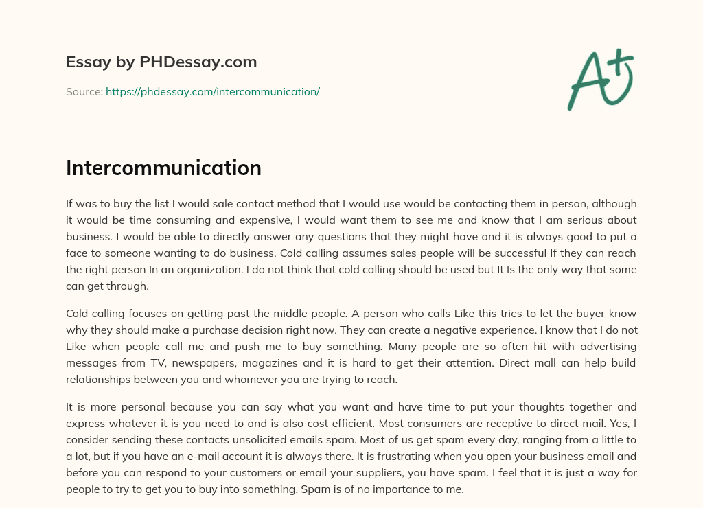 Intercommunication essay