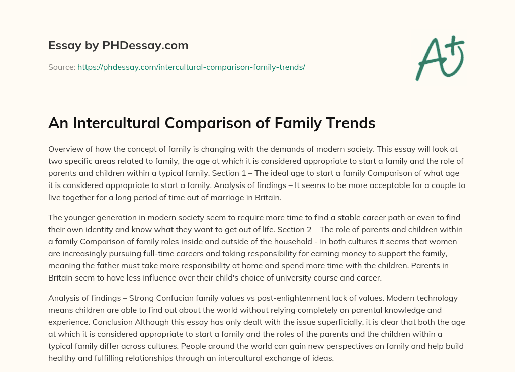 An Intercultural Comparison of Family Trends essay
