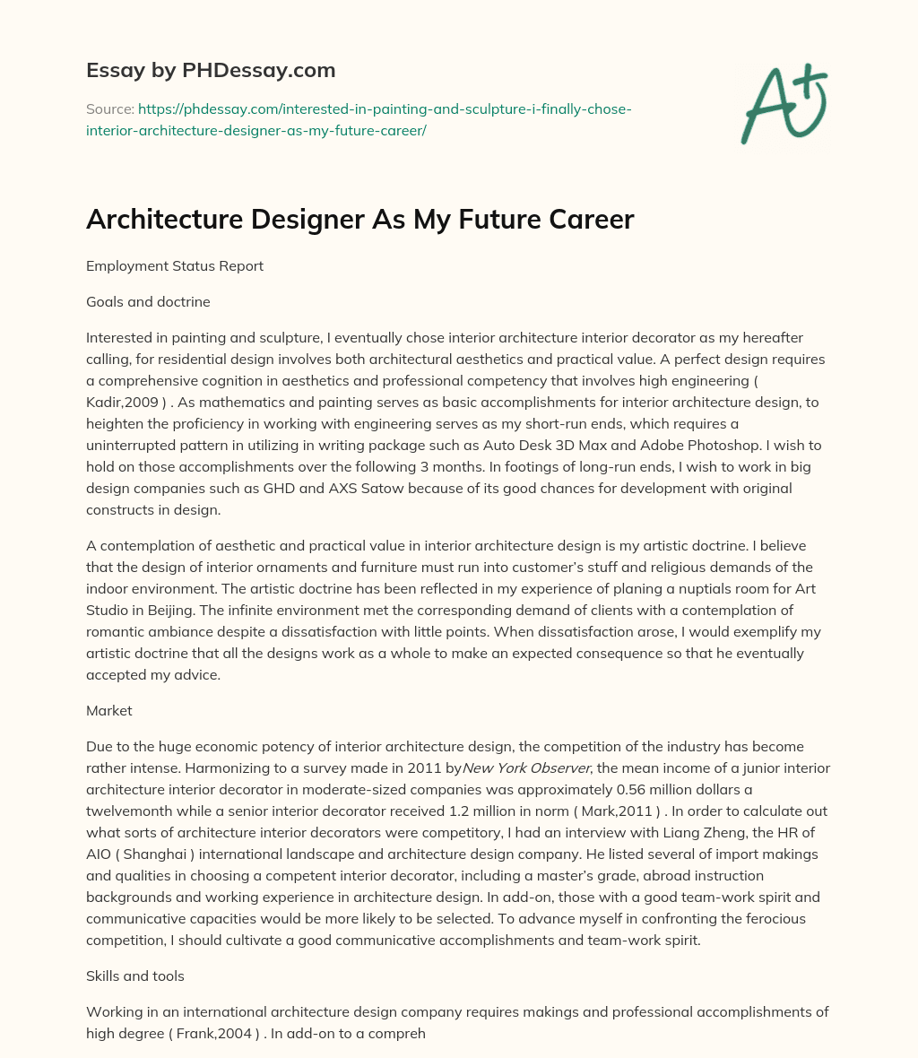 Architecture Designer As My Future Career essay