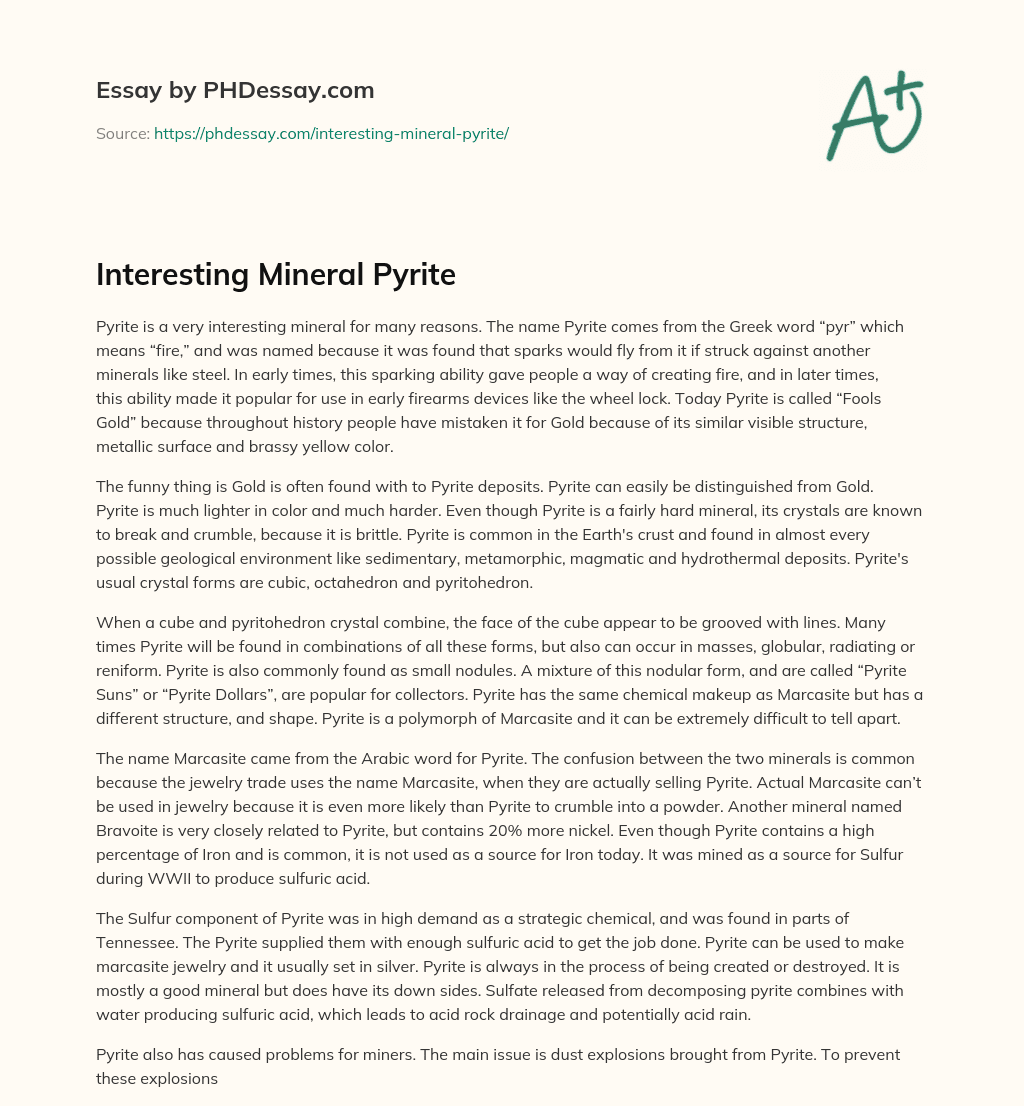 Interesting Mineral Pyrite essay