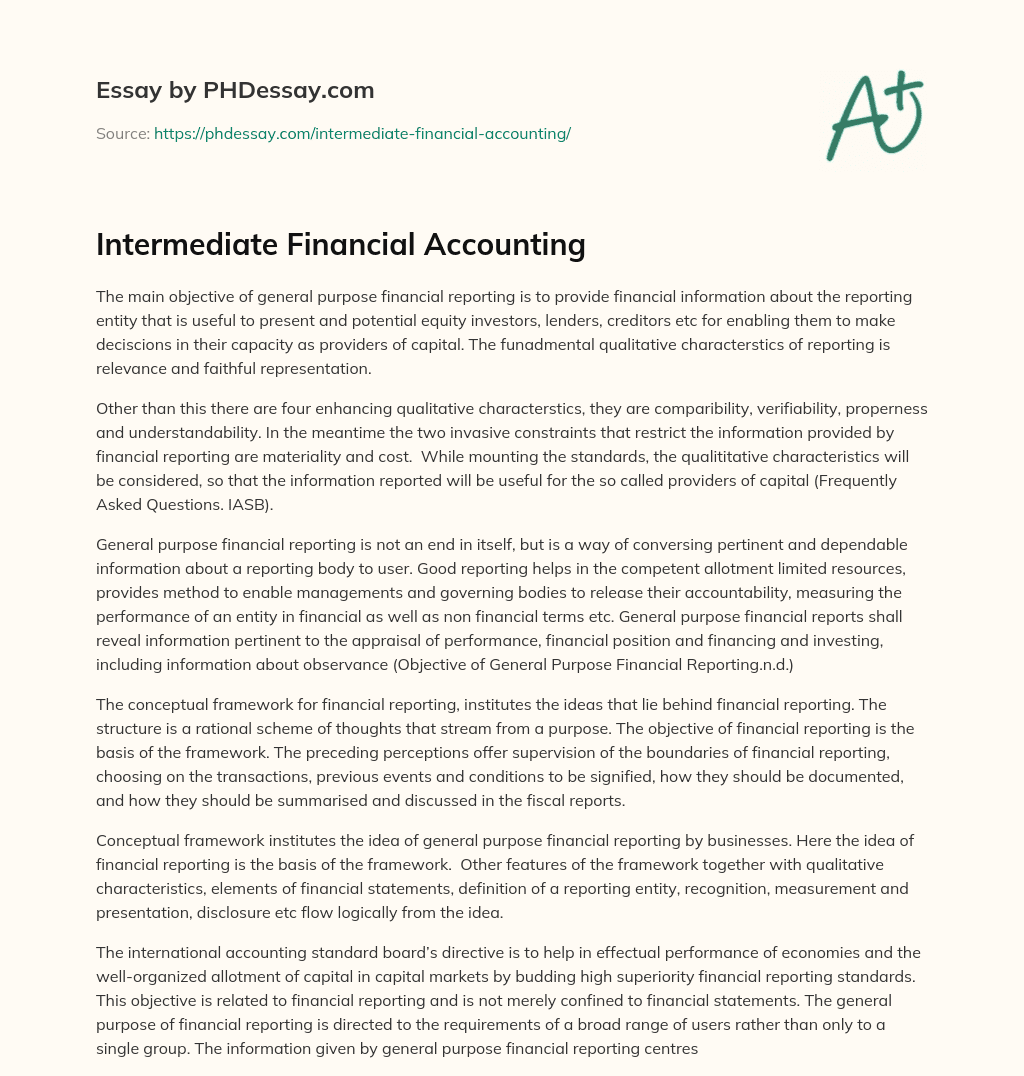 Intermediate Financial Accounting essay