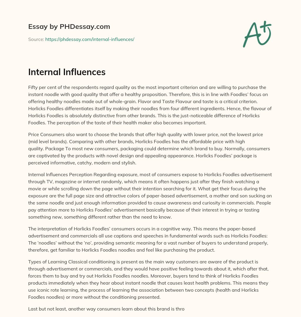 Internal Influences  essay