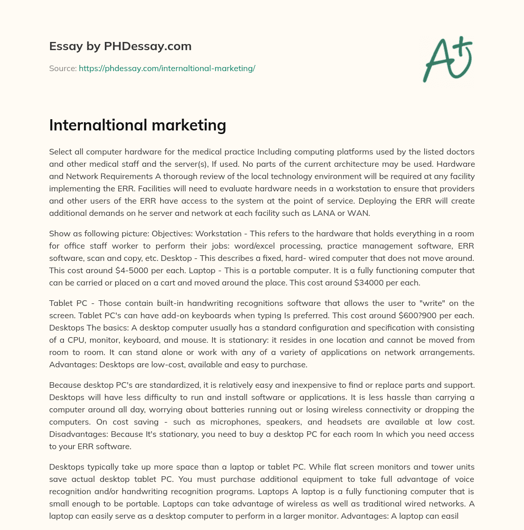 Internaltional marketing essay
