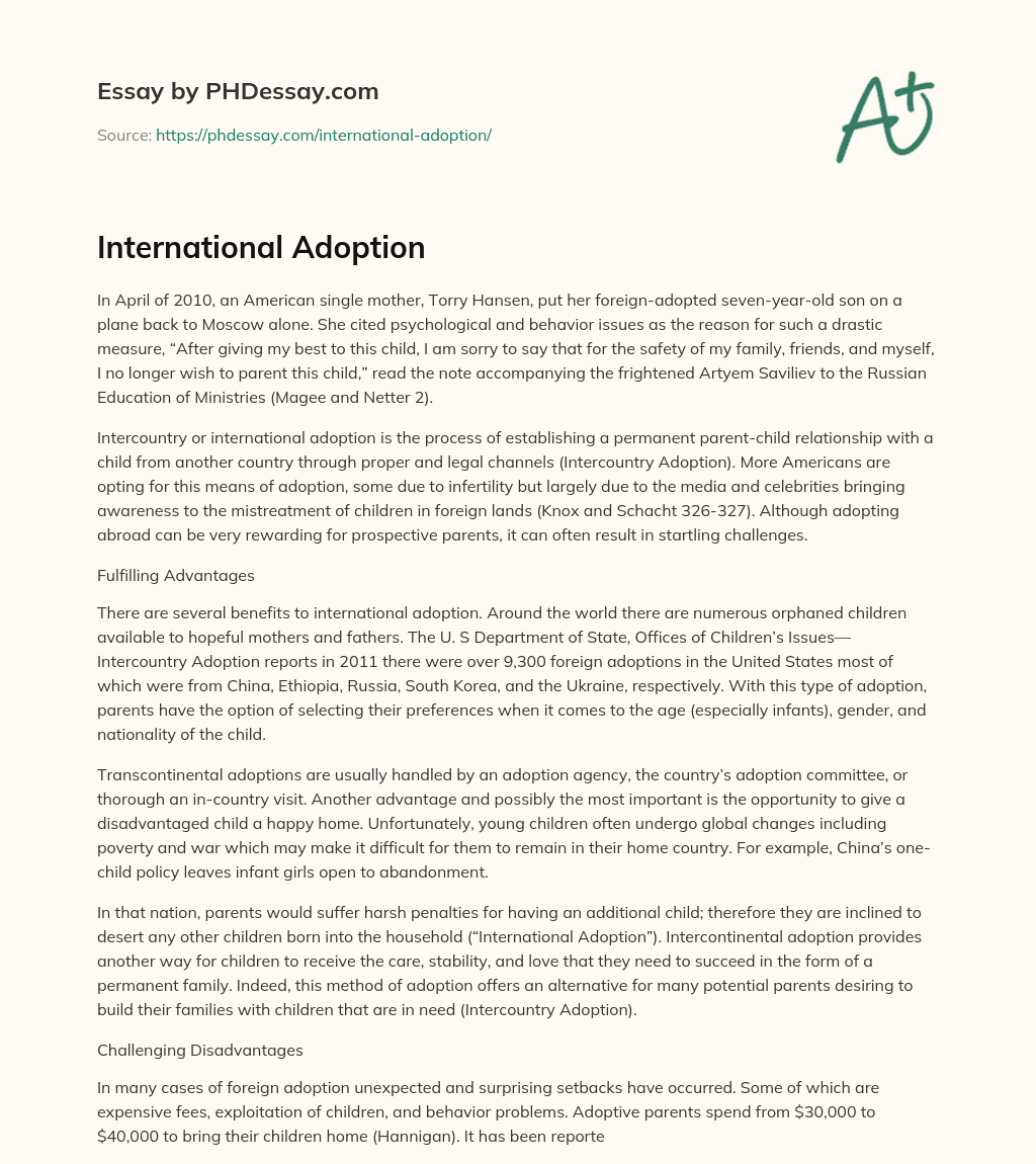 International Adoption essay