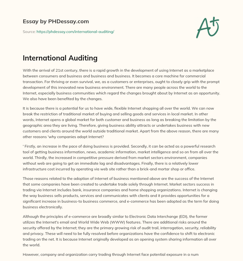 International Auditing essay