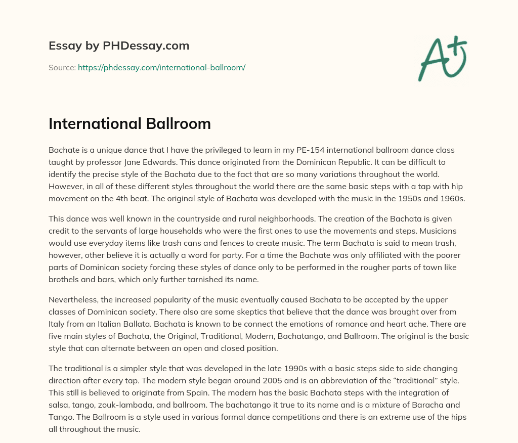 International Ballroom essay