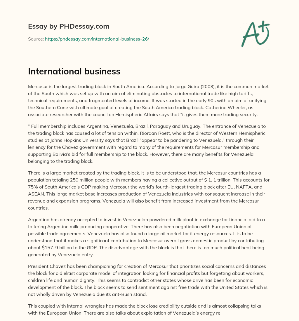 International business essay