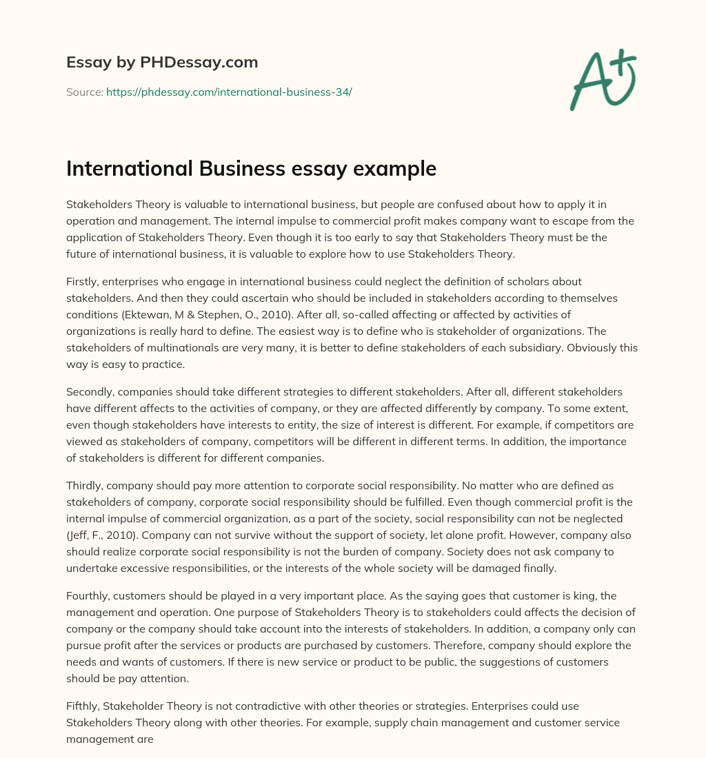 International Business essay example essay