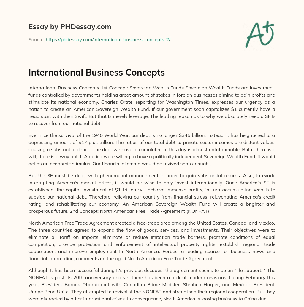 International Business Concepts essay