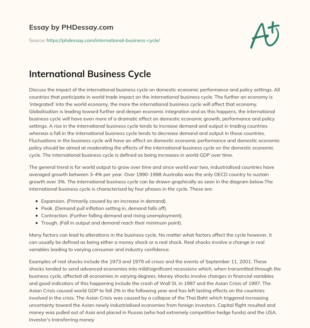 International Business Cycle essay
