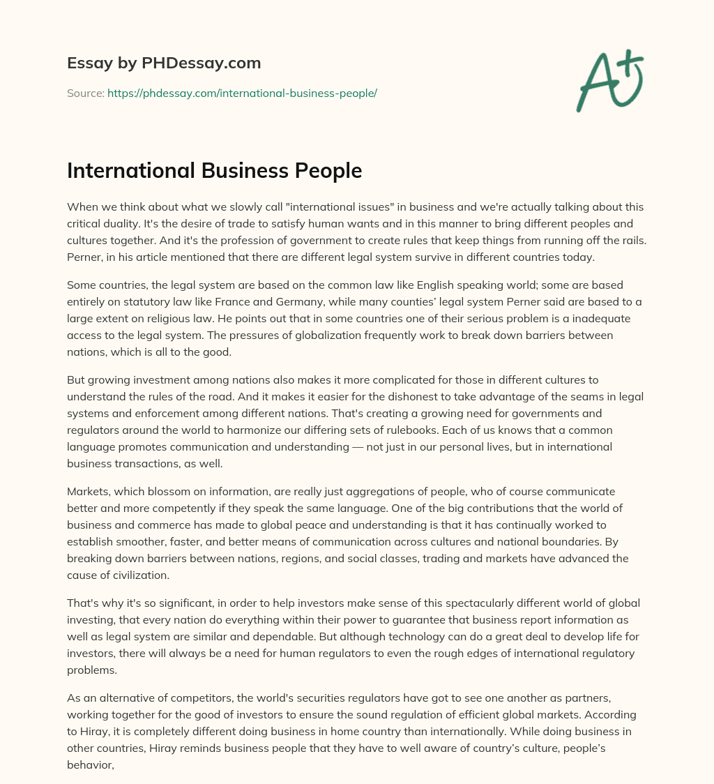 International Business People essay