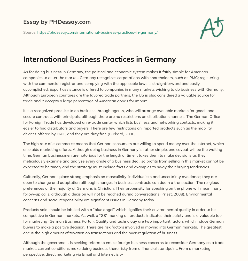 International Business Practices in Germany essay