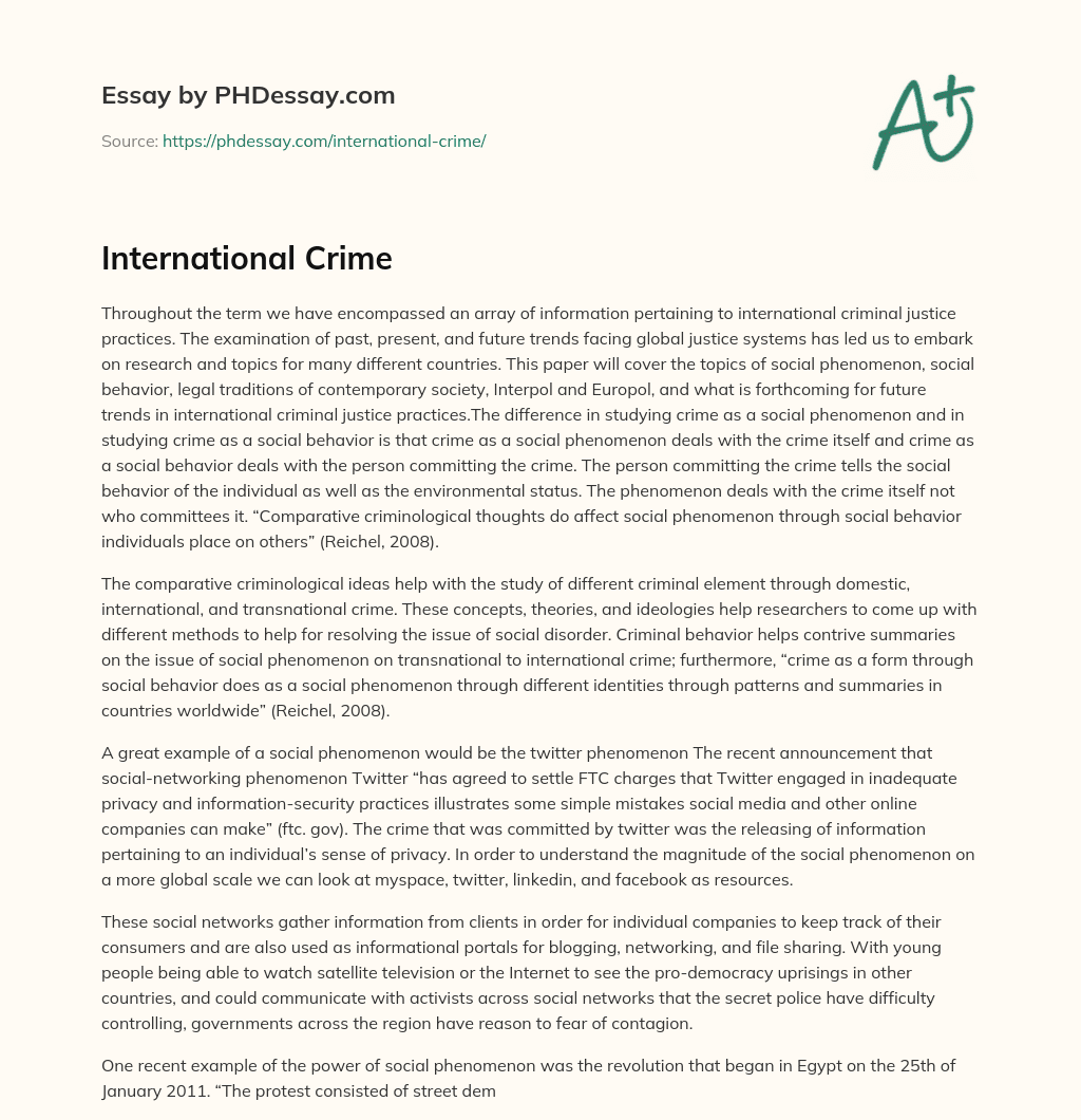 International Crime essay