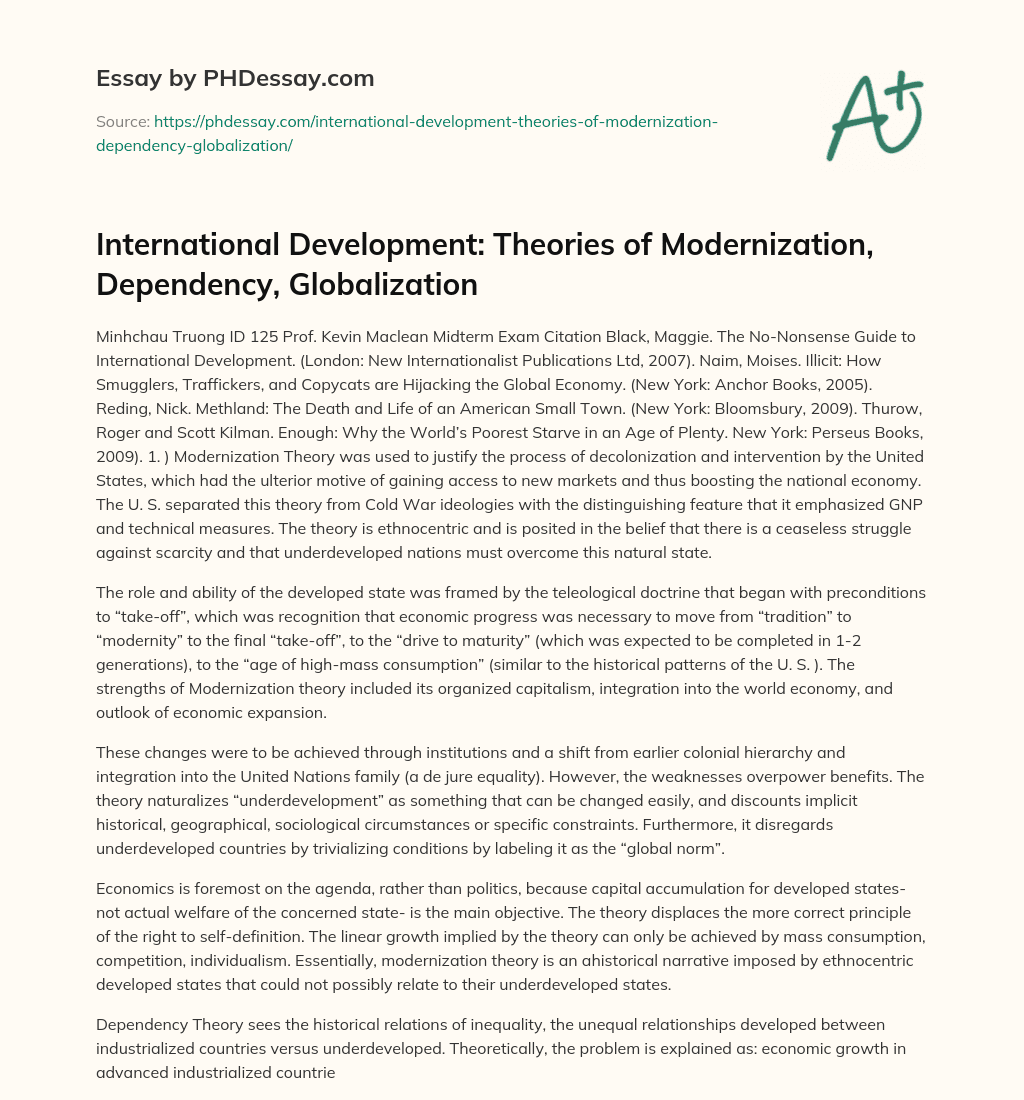 international development theories essay
