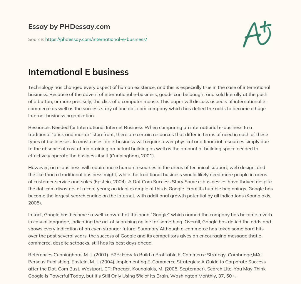 International E business essay