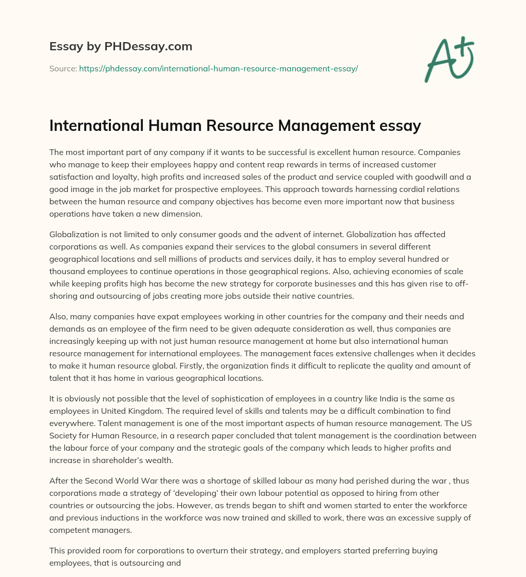 international human resource management dissertation ideas