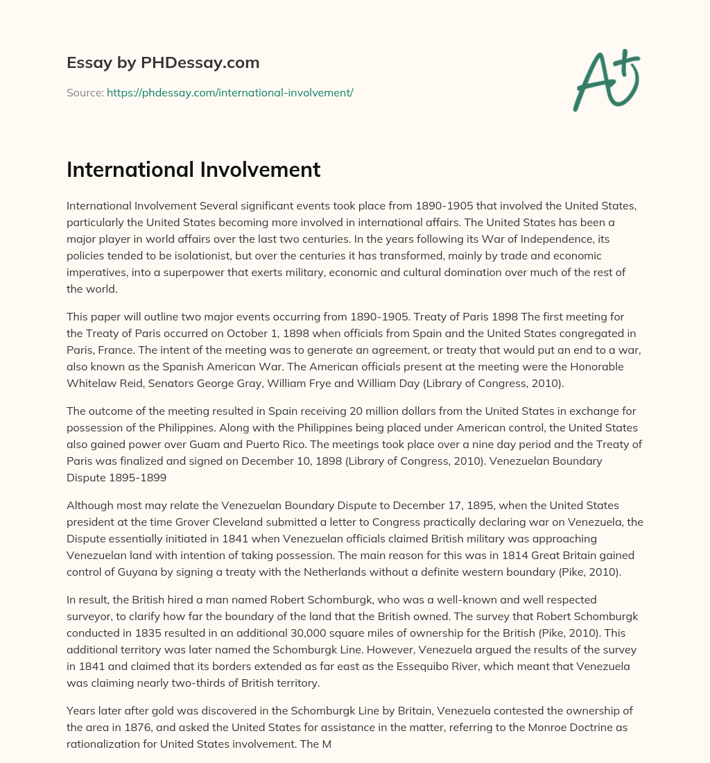 International Involvement essay