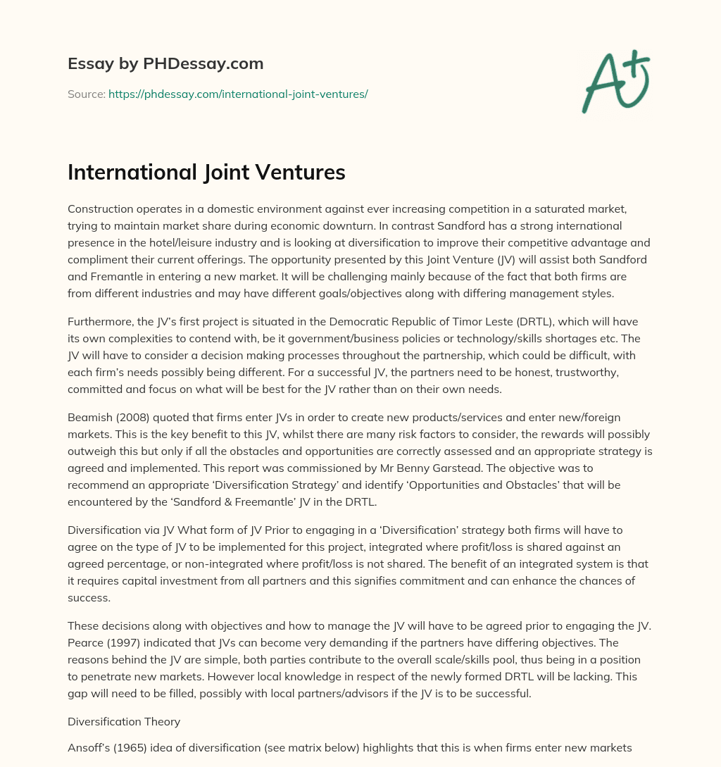 International Joint Ventures essay
