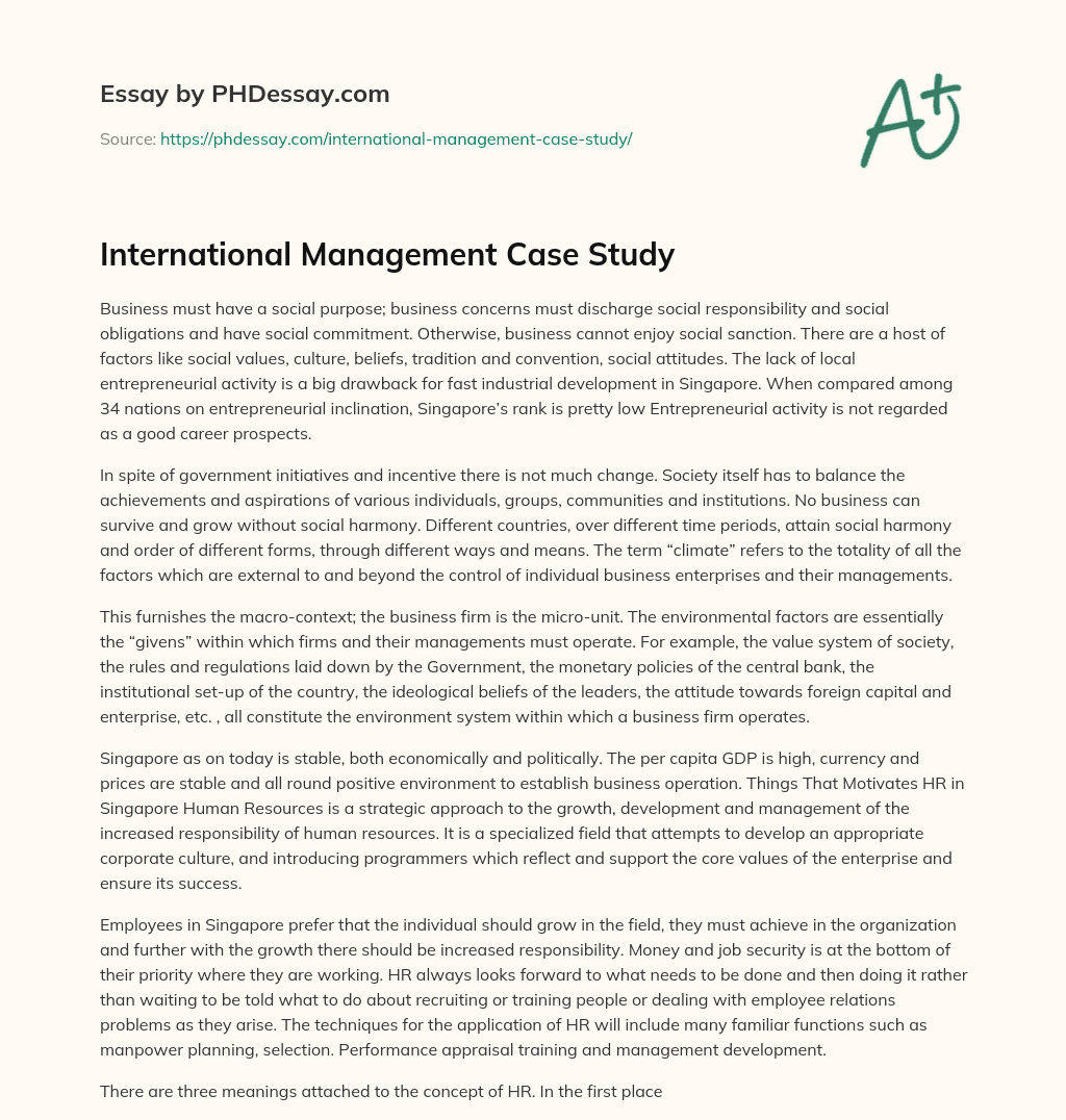 case study international management