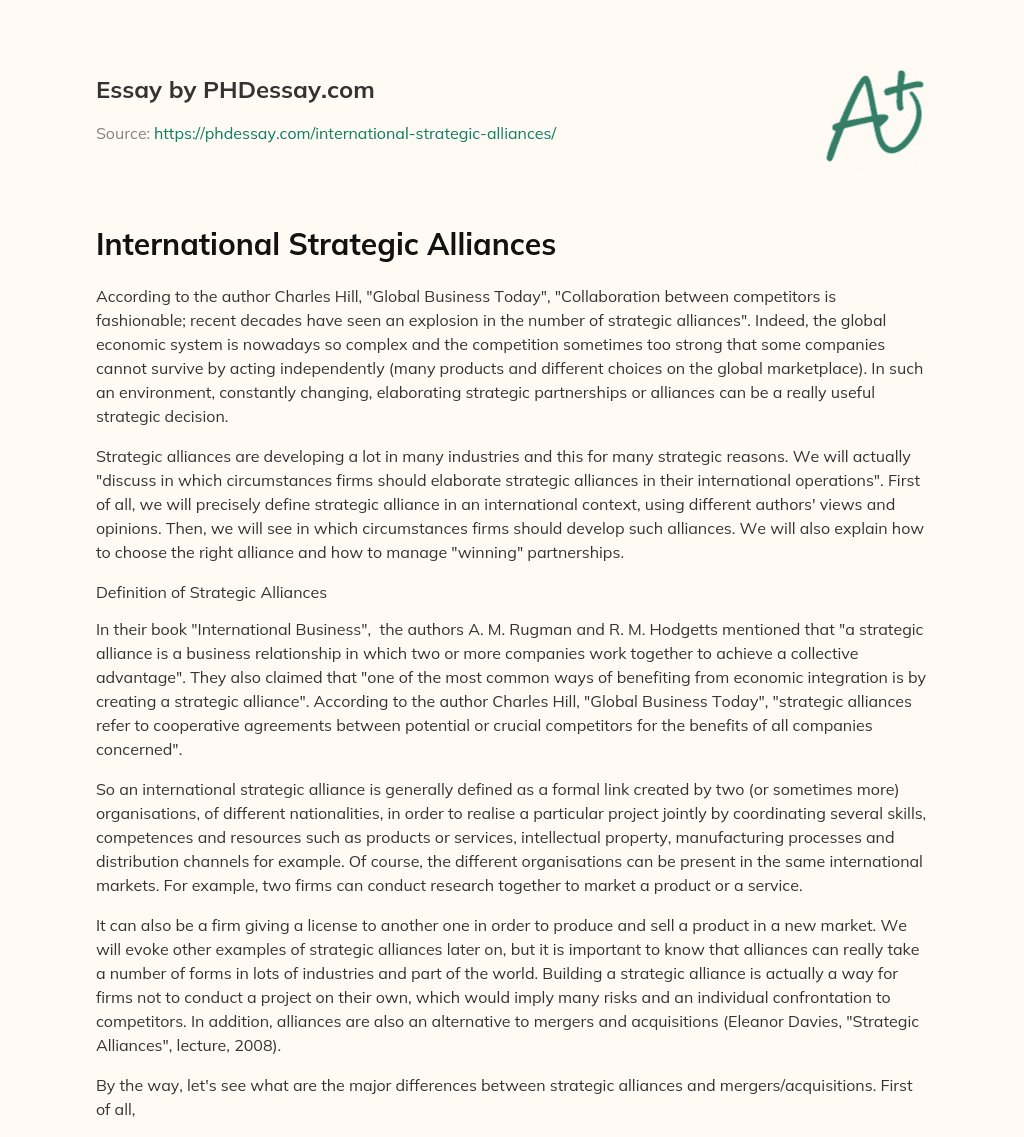 international-strategic-alliances-phdessay