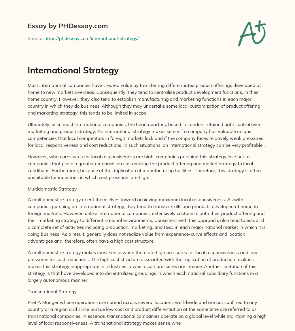 International Strategy essay