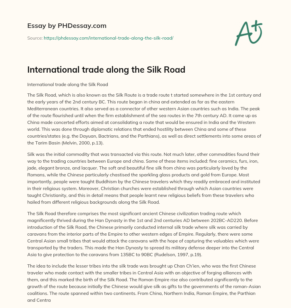 International trade along the Silk Road essay