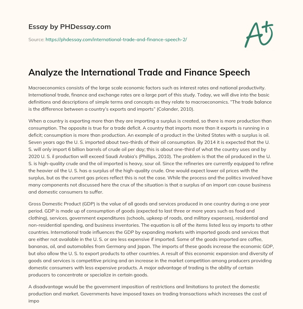 Macroeconomics and the Trade Balance: Surplus and Deficit Explained essay